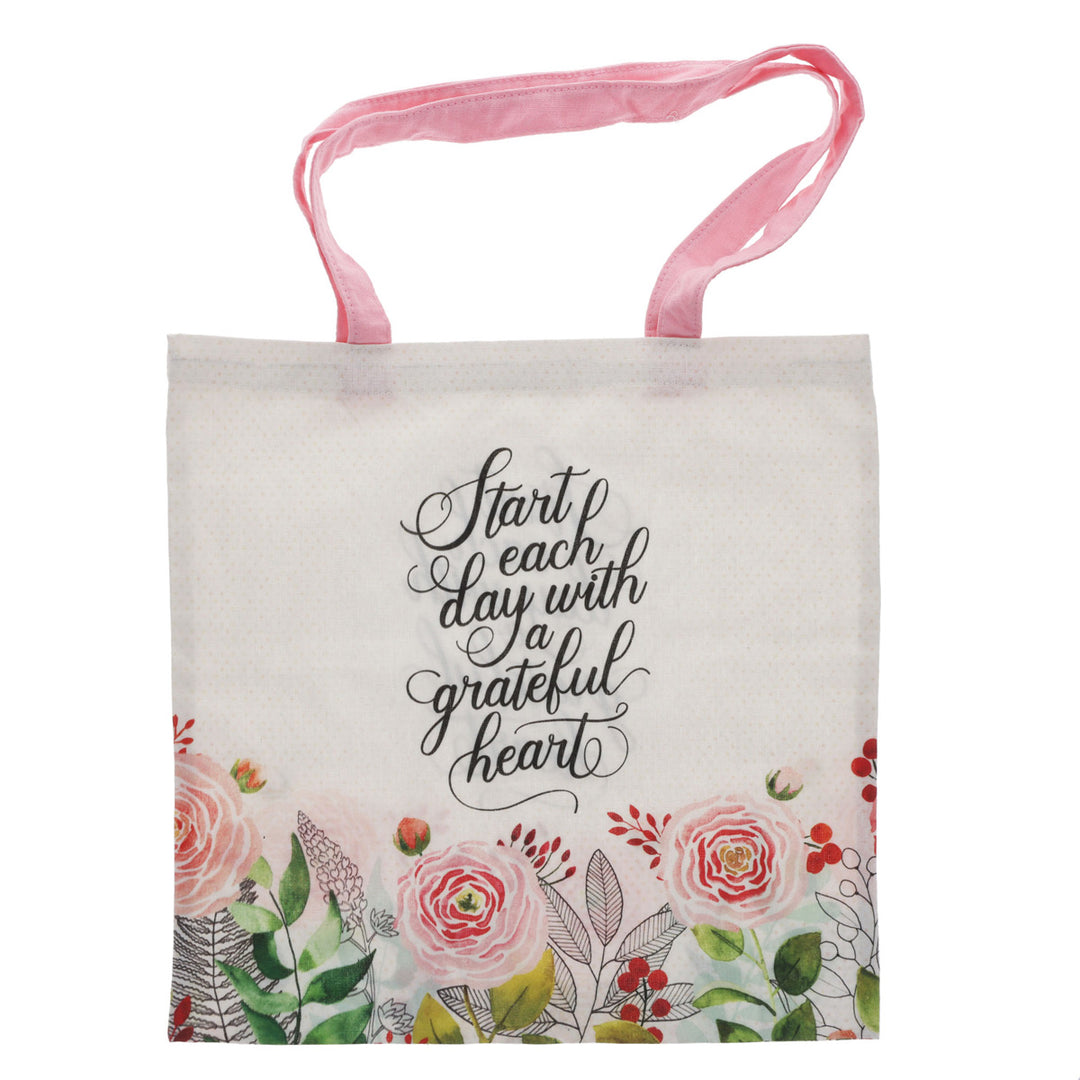 Start Each Day with a Grateful Heart Cotton Canvas Tote Bag