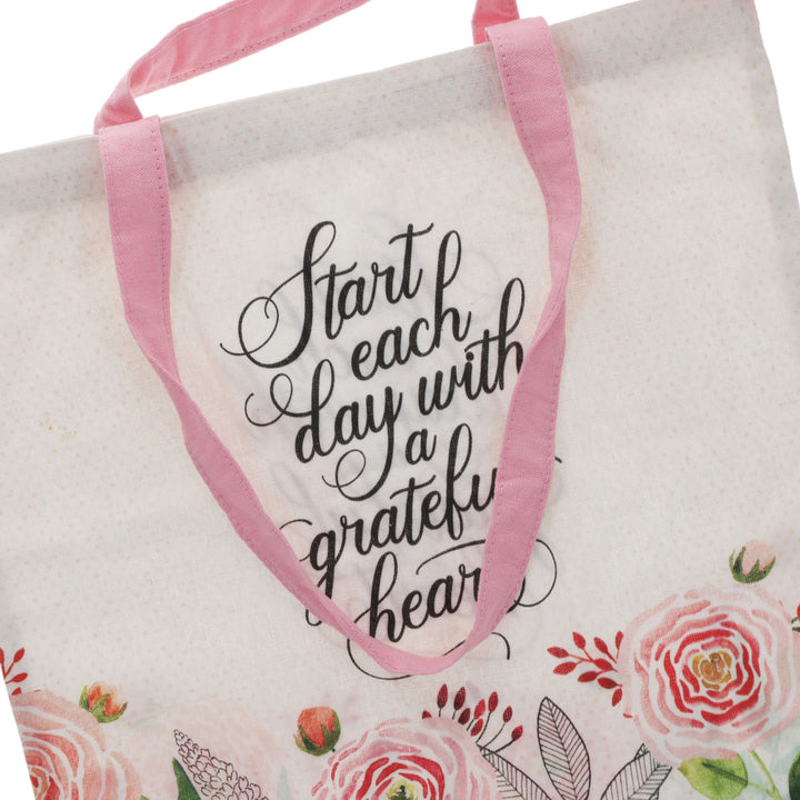 Start Each Day with a Grateful Heart Cotton Canvas Tote Bag