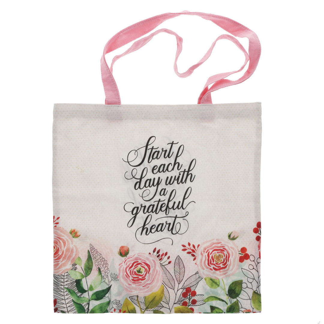 Start Each Day with a Grateful Heart Cotton Canvas Tote Bag