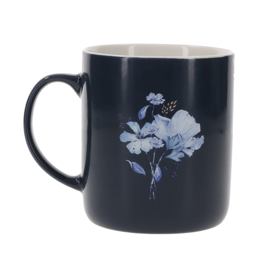 Grace Floral Navy Blue Ceramic Mug