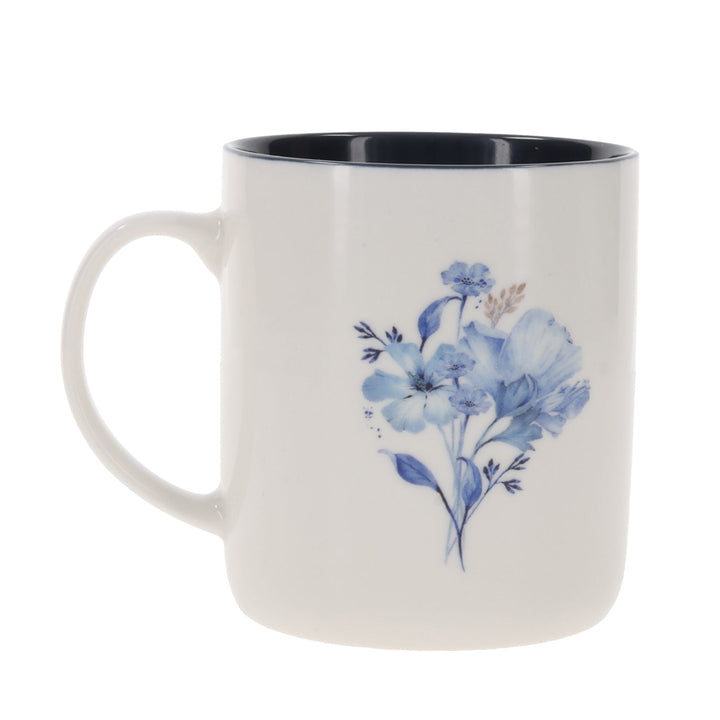 Faith Floral Ceramic Mug with Navy Blue Interior