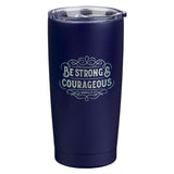 Be Strong and Courageous Navy Stainless Steel Travel Mug