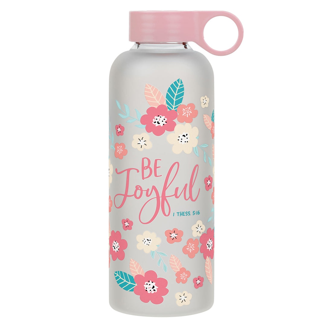 Be Joyful Frosted Glass Water Bottle