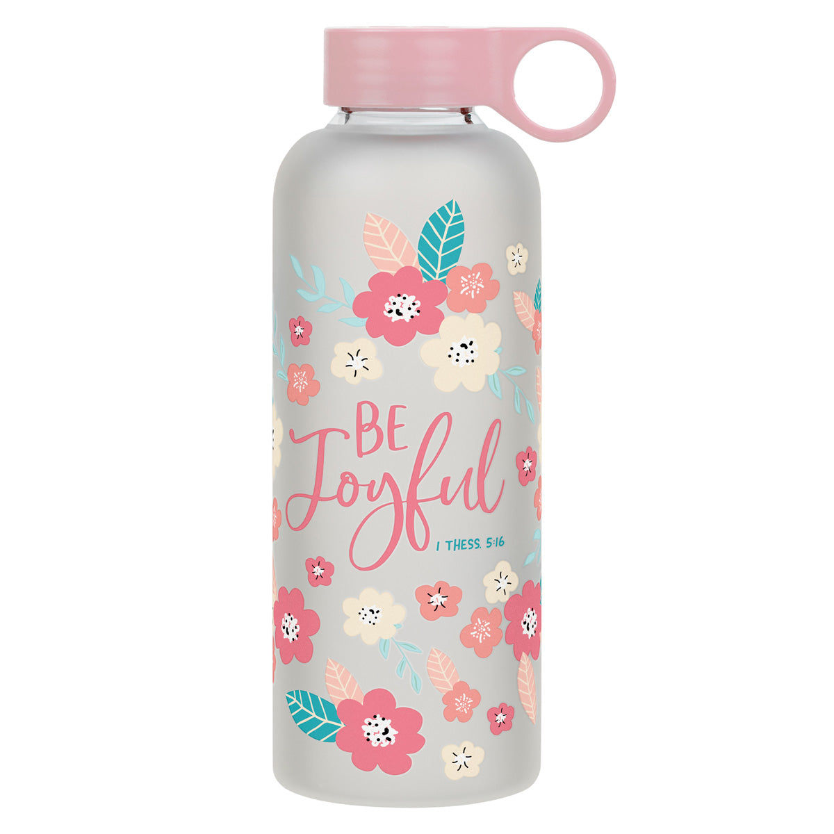 Be Joyful Frosted Glass Water Bottle