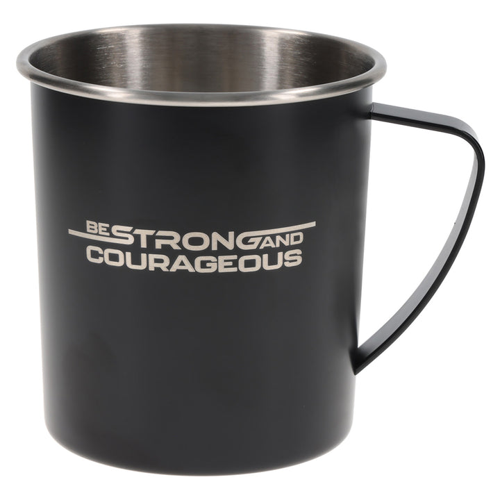 Be Strong and Courageous Black Stainless Steel Camp Style Mug