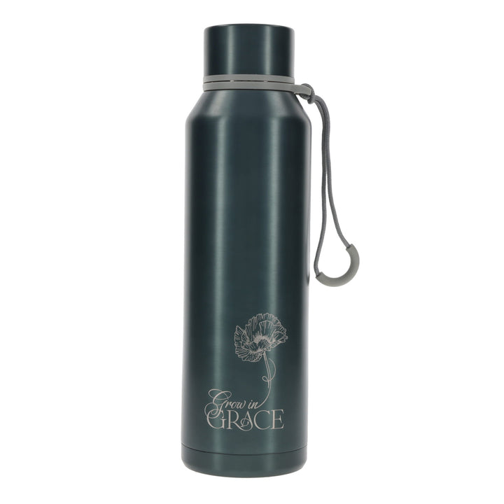 Grow in Grace Green Stainless Steel Water Bottle