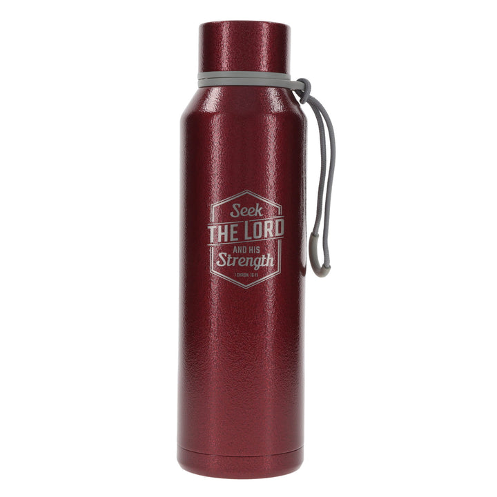 Seek The Lord and His Strength Red Stainless Steel Water Bottle