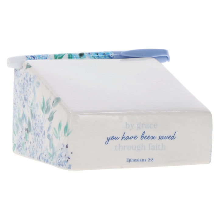 By Grace You Have Been Saved Through Faith Ceramic Note Block with Pen