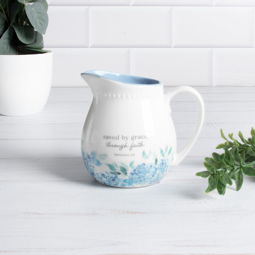 Saved by Grace Through Faith Ceramic Milk Jug