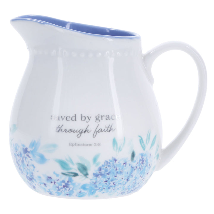 Saved by Grace Through Faith Ceramic Milk Jug