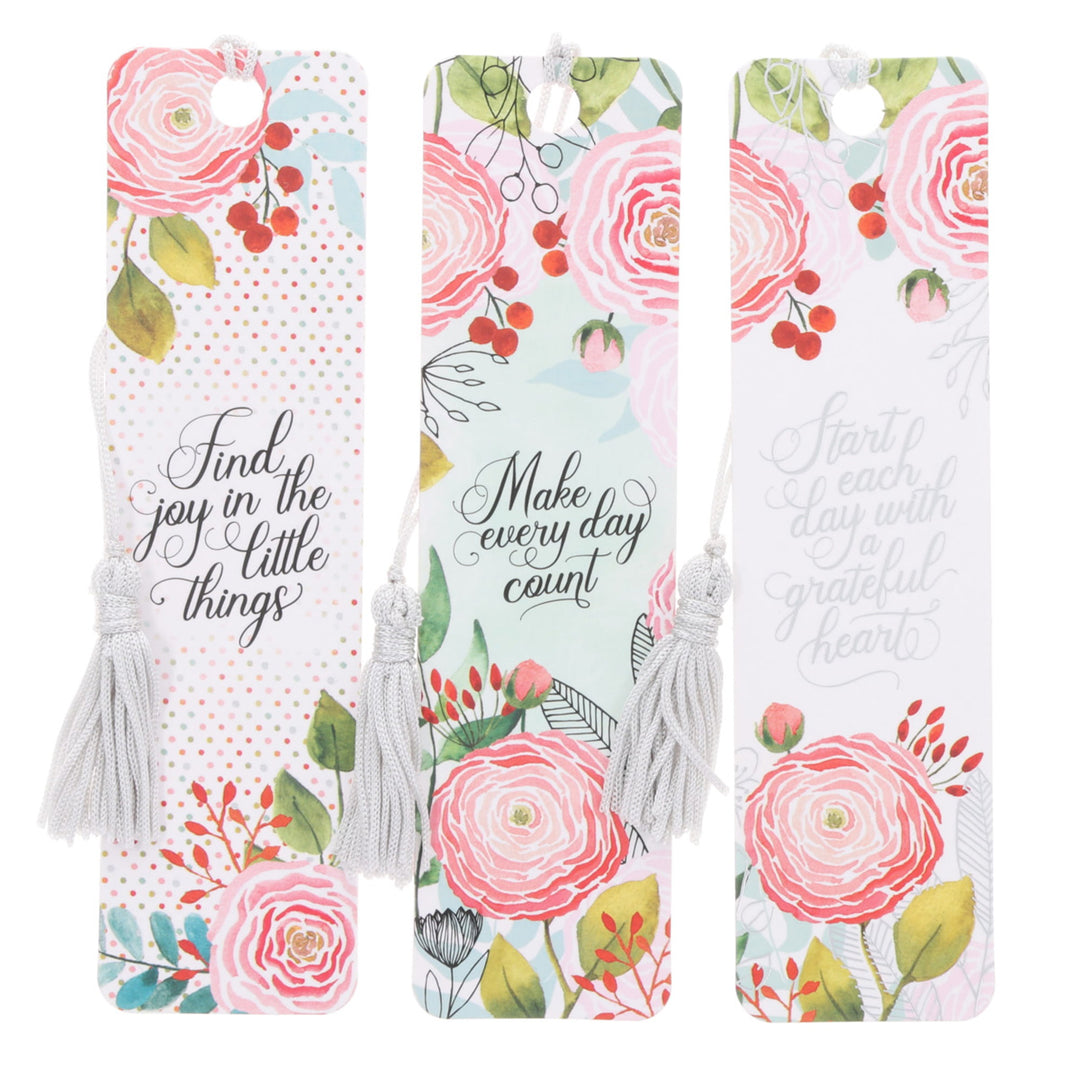 Start Each Day with a Grateful Heart Three-Piece Bookmark with Tassel Set