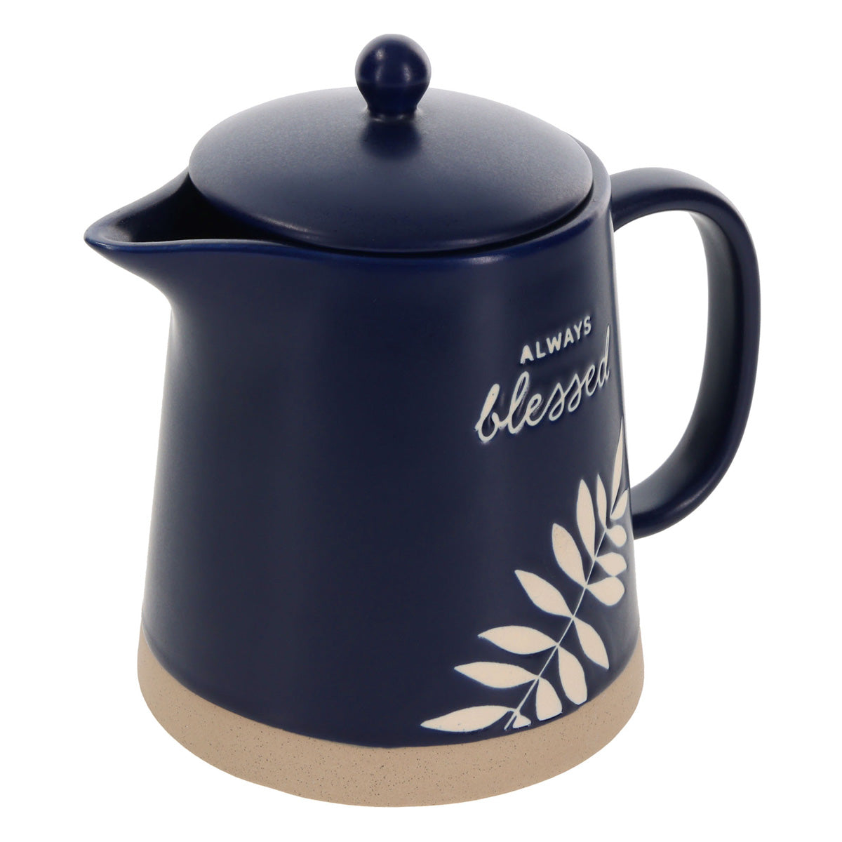 Always Blessed Navy Blue Ceramic Tea Pot