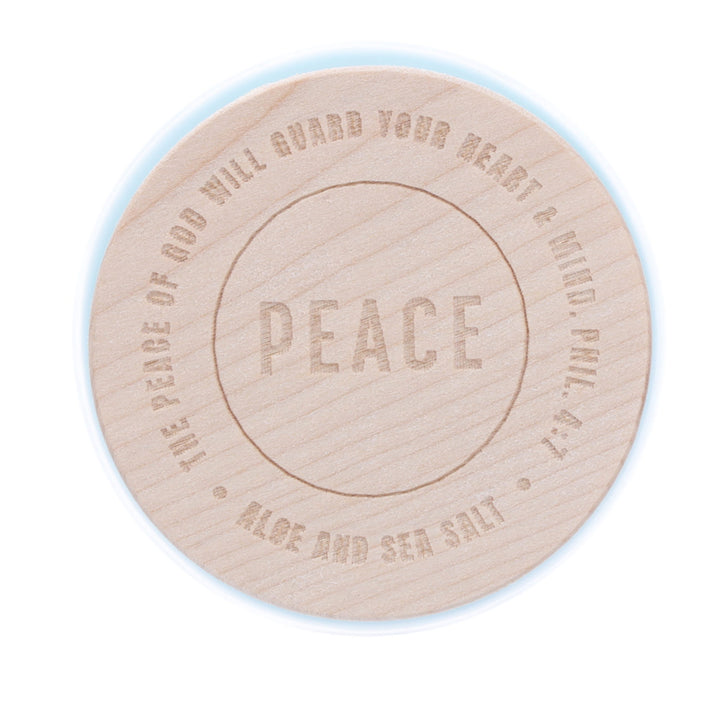 The Lord's Presence - Peace - Aloe and Sea Salt Scented Candle with Wooden Lid