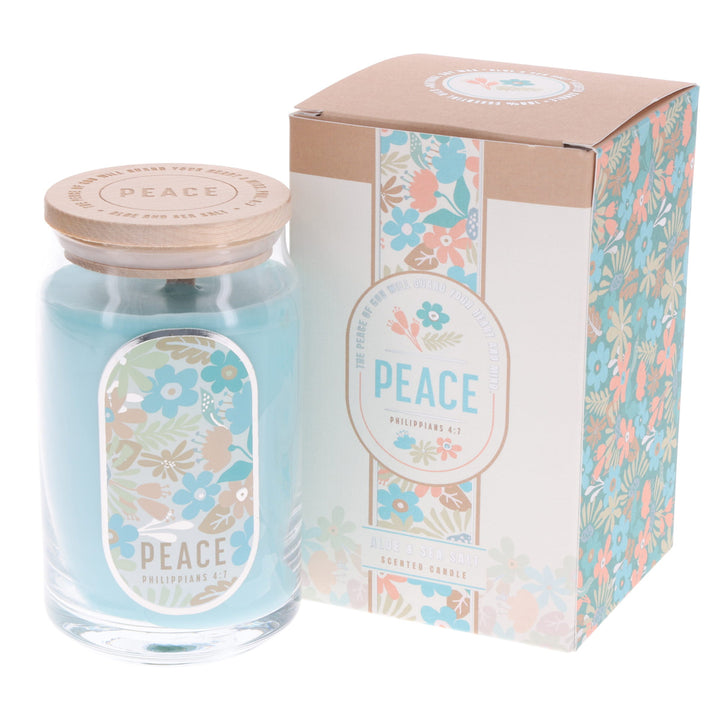 The Lord's Presence - Peace - Aloe and Sea Salt Scented Candle with Wooden Lid