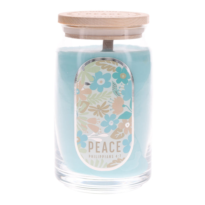 The Lord's Presence - Peace - Aloe and Sea Salt Scented Candle with Wooden Lid