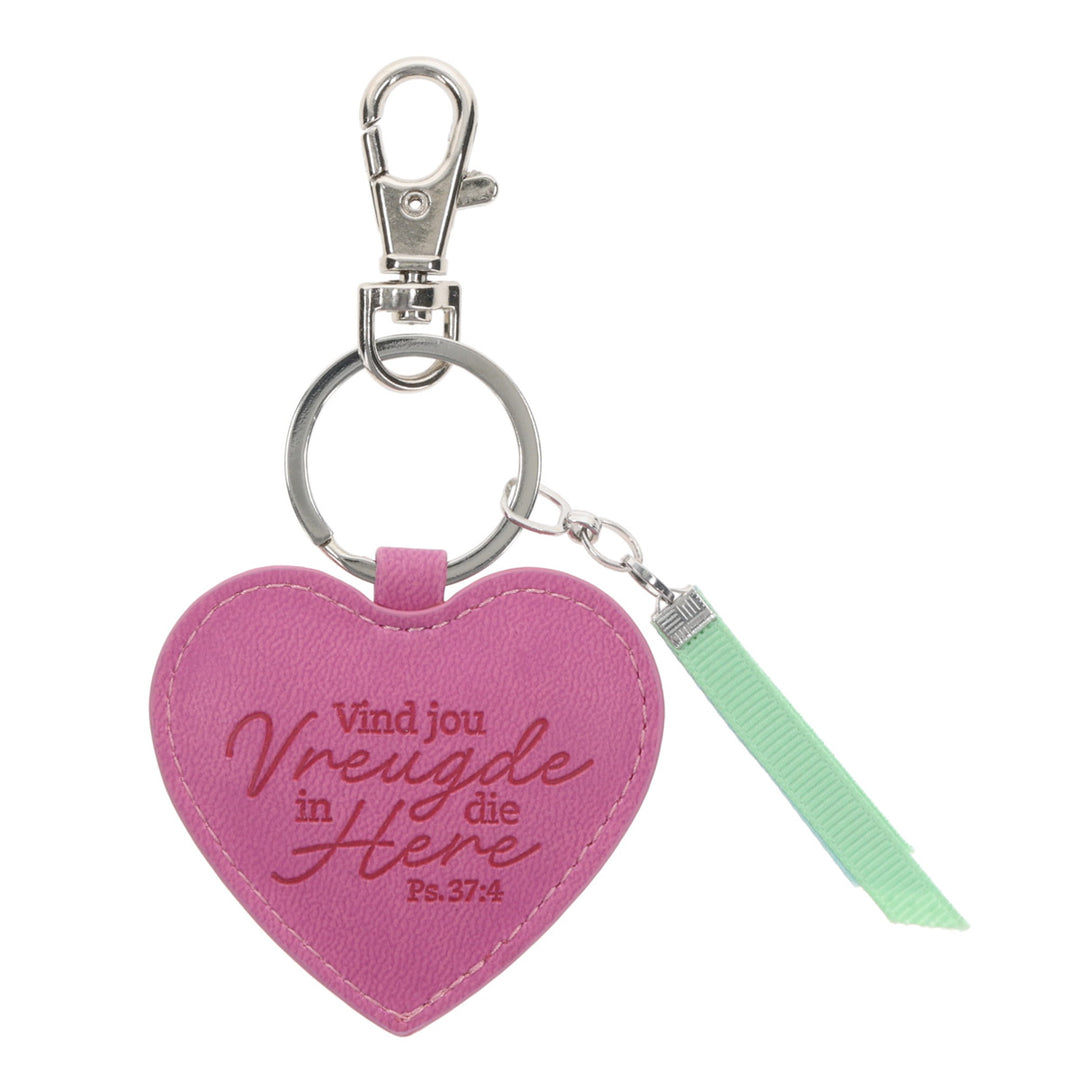 Vind Vreugde in die Here Afrikaans Faux Leather Key Ring with Charm