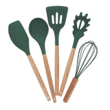 Love Always Wood and Silicone Five-Piece Utensil Set