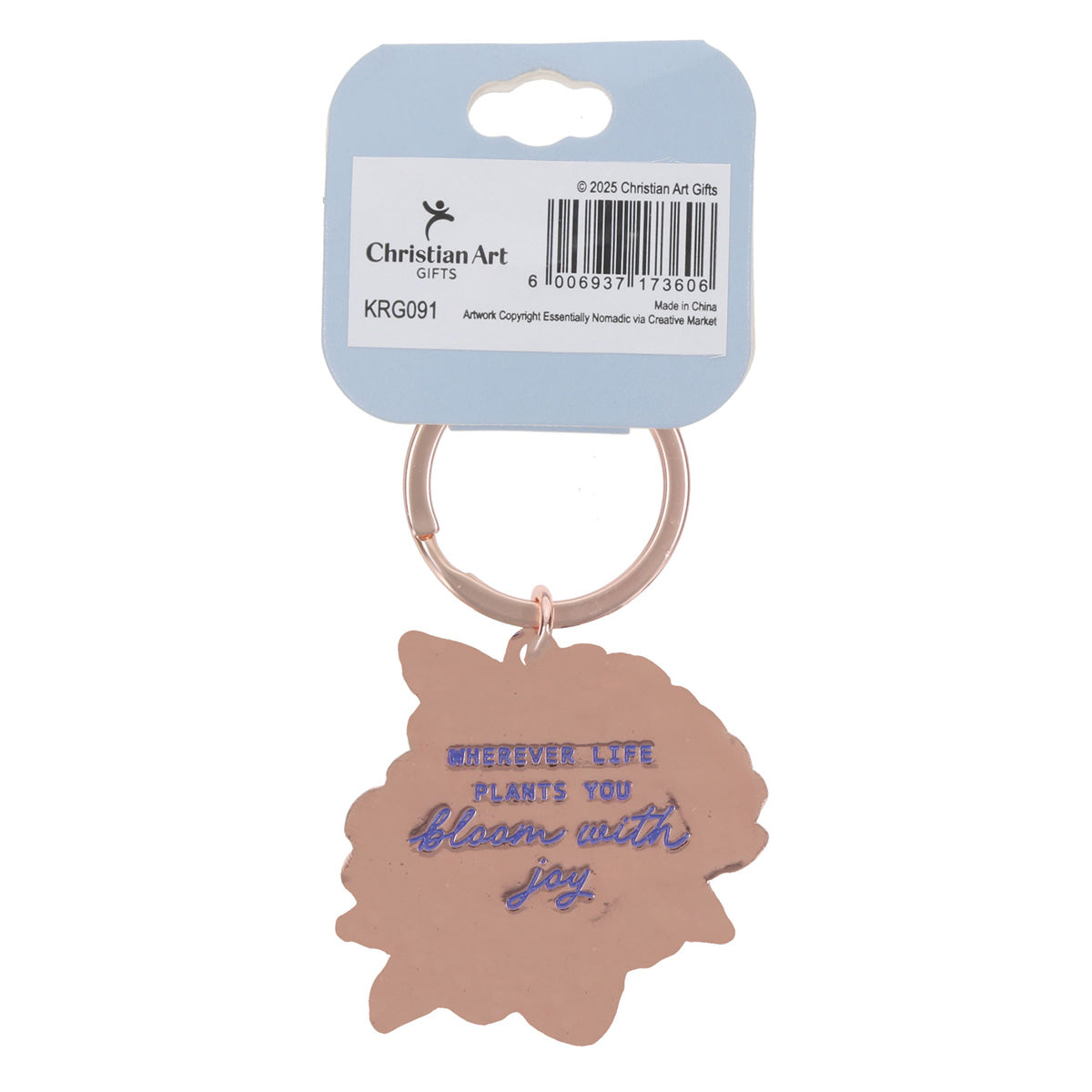 Wherever Life Plants You Bloom with Joy Metal Key Ring