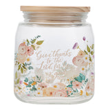 Give Thanks to the Lord, for He Is Good Glass Jar with Bamboo Lid