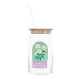 Always Growing Glass Single Wall Travel Tumbler with Bamboo Lid and Straw
