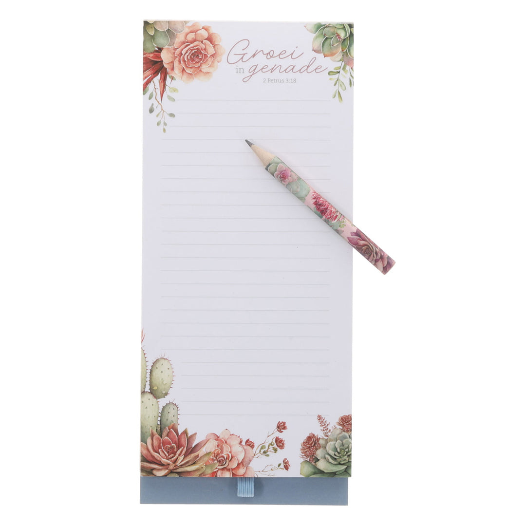 Groei in Genade Afrikaans Magnetic Notepad with Pencil