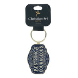 Be Strong and Courageous Navy Metal Key Ring