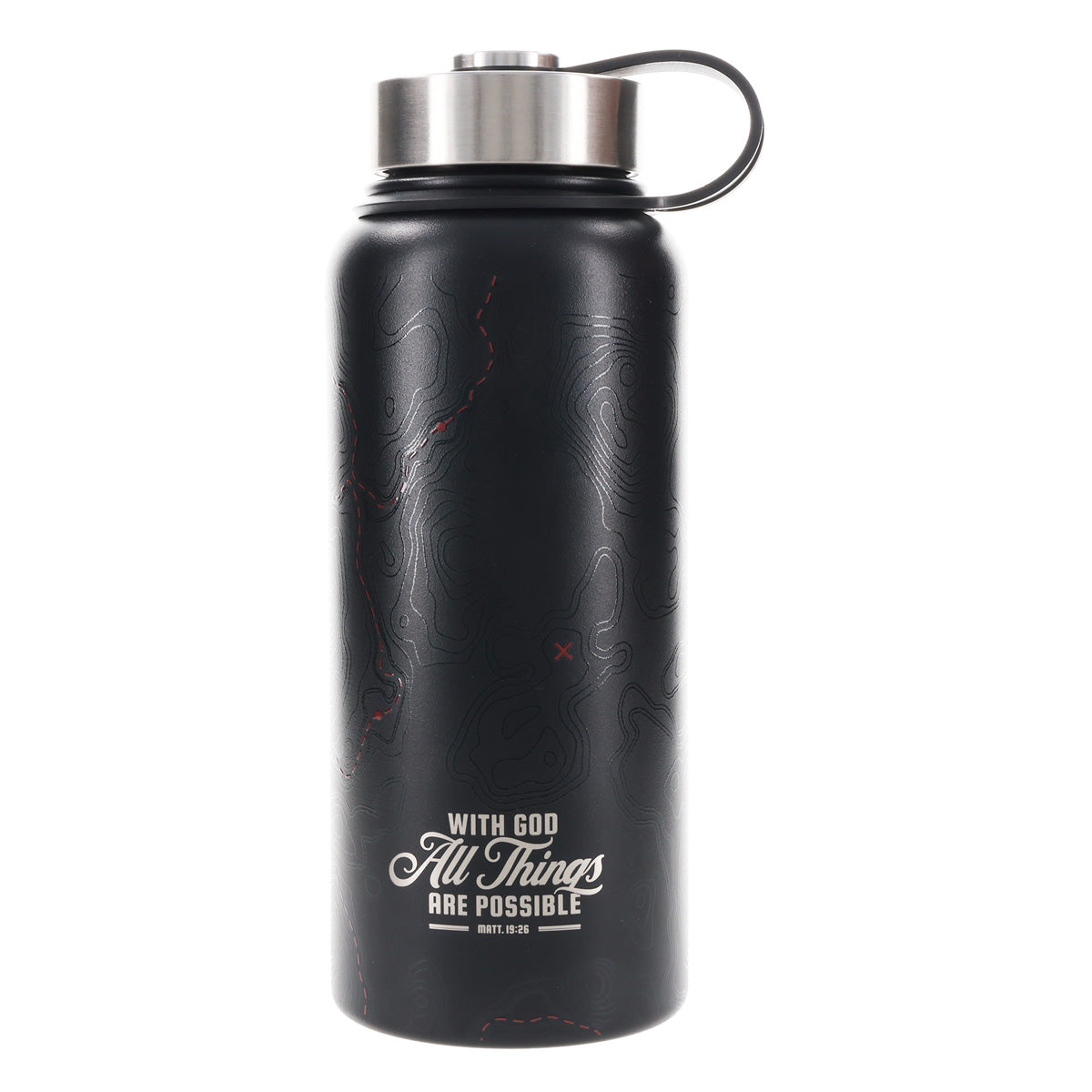 With God All Things Are Possible Black Stainless Steel Water Bottle