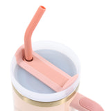 Consider How the Wildflowers Grow Peach Large Stainless Steel Mug with Handle and Straw