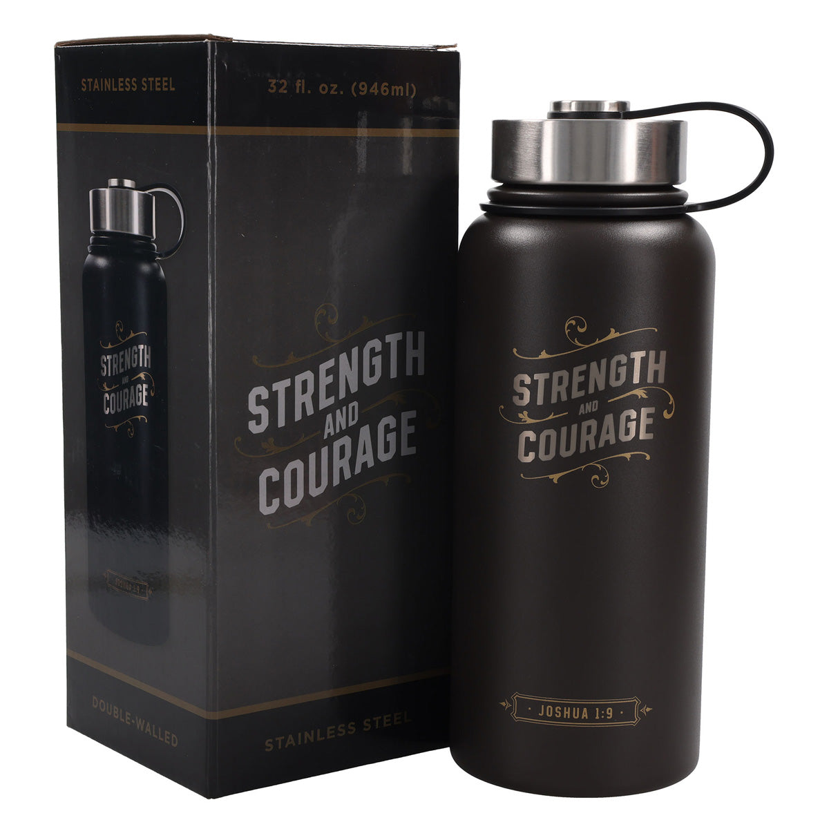 Strength and Courage Stainless Steel Water Bottle