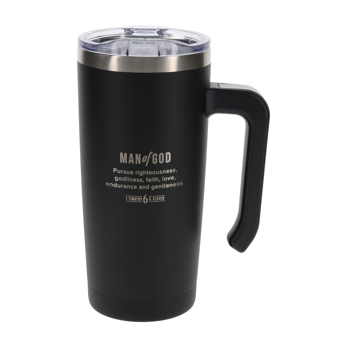 Man of God Black Stainless Steel Travel Mug with Handle