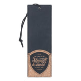 The Lord Is My Strength and Shield Faux Leather & Cork Bookmark