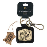 Strength and Courage Genuine Leather Key Ring