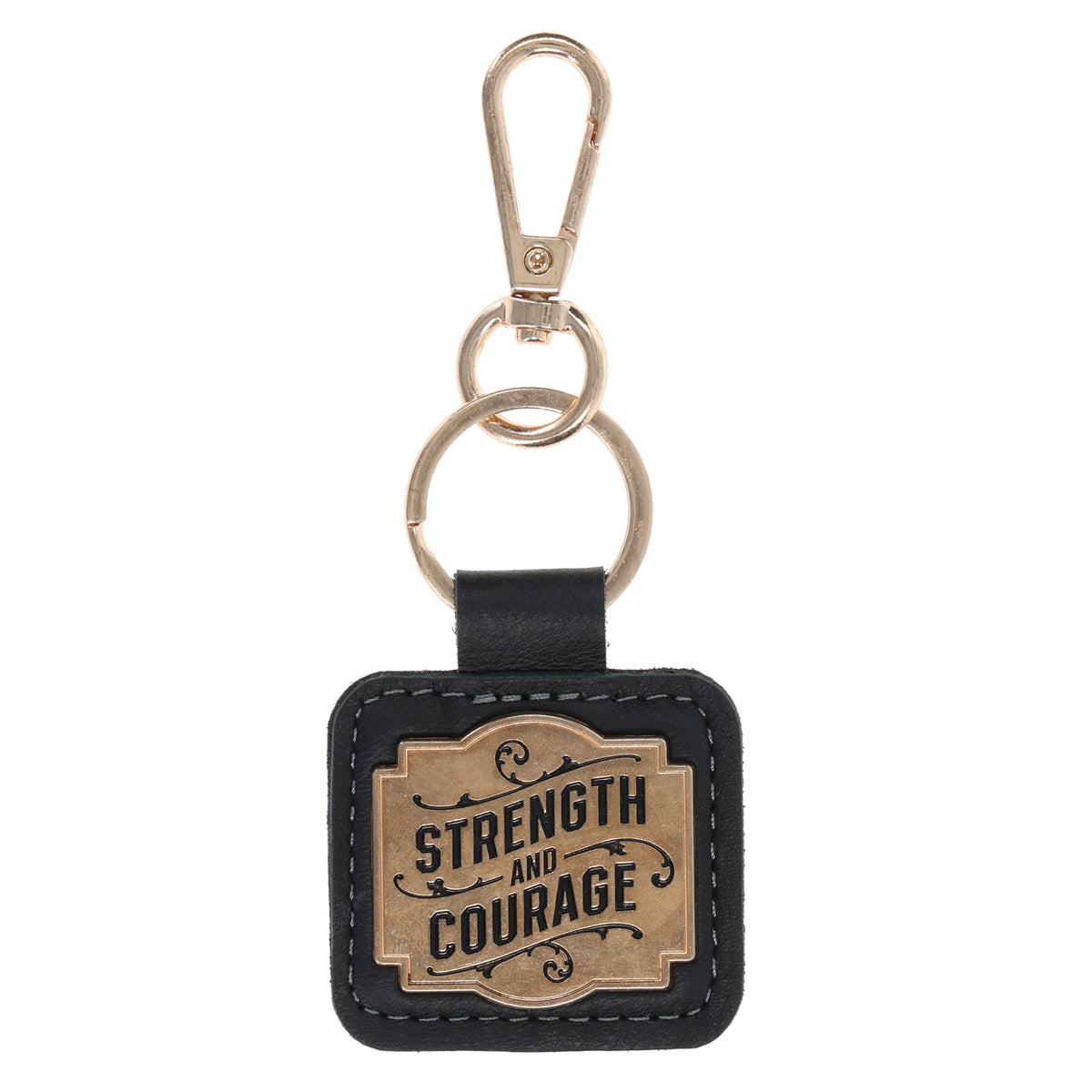 Strength and Courage Genuine Leather Key Ring