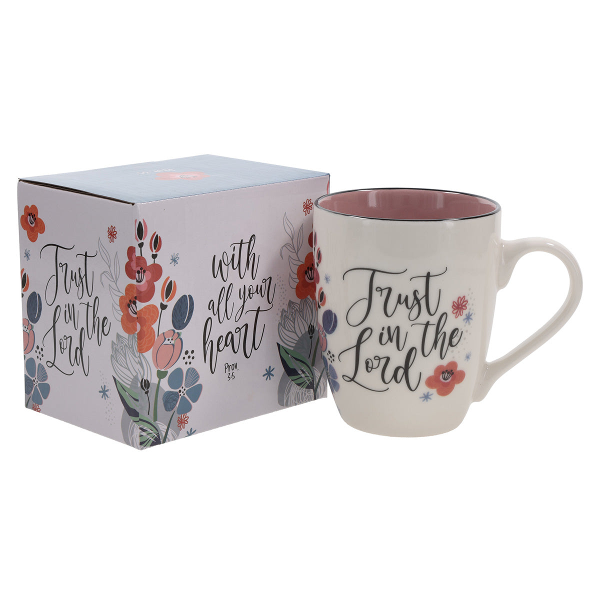 Trust in the Lord Ceramic Mug with Pink Interior