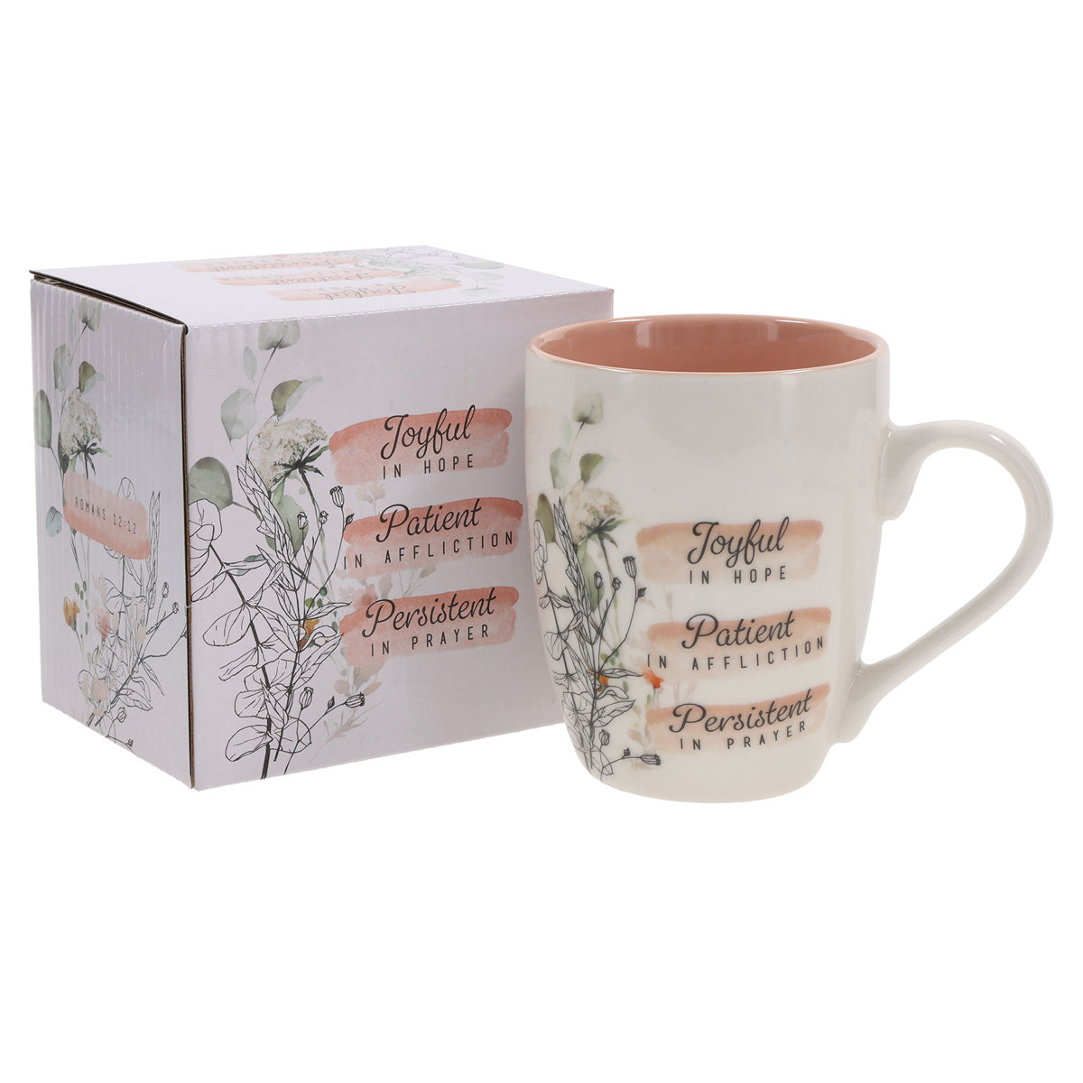 Joyful in Hope, Patient in Affliction, Persistent in Prayer Ceramic Mug