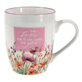 For I Know the Plans Ceramic Mug with a Pink Rim