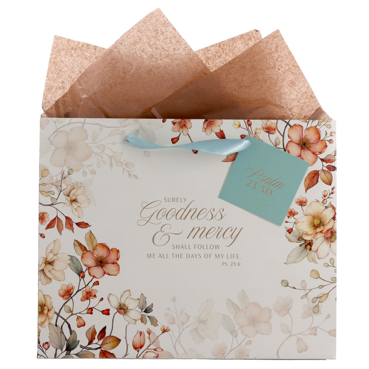 Surely Goodness and Mercy Shall Follow Me Large Landscape Gift Bag with Gift Tag