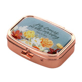 Joy Comes in the Morning Epoxy Rose Gold Metal Pill Case with Mirror