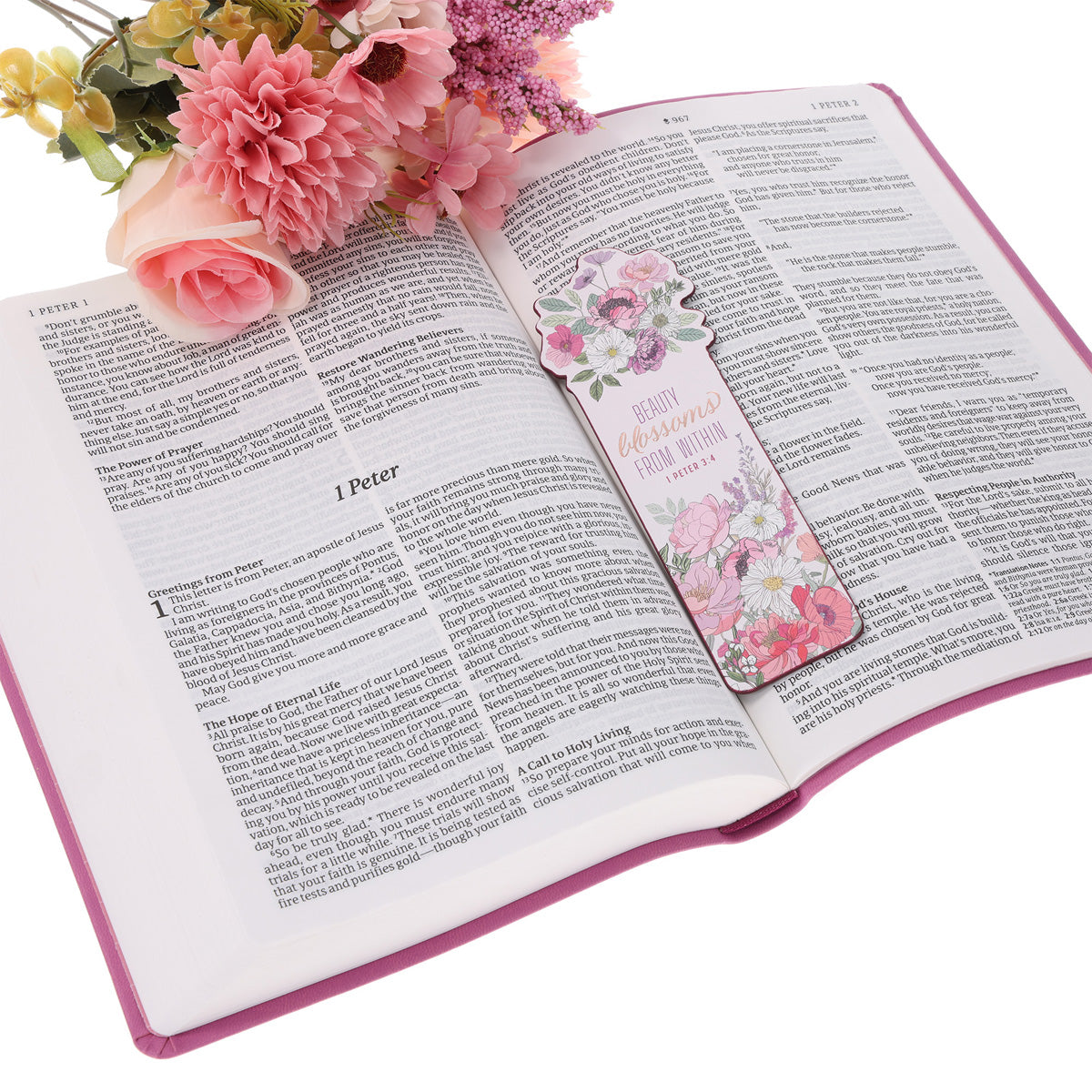 Beauty Blooms from Within Faux Leather Bookmark