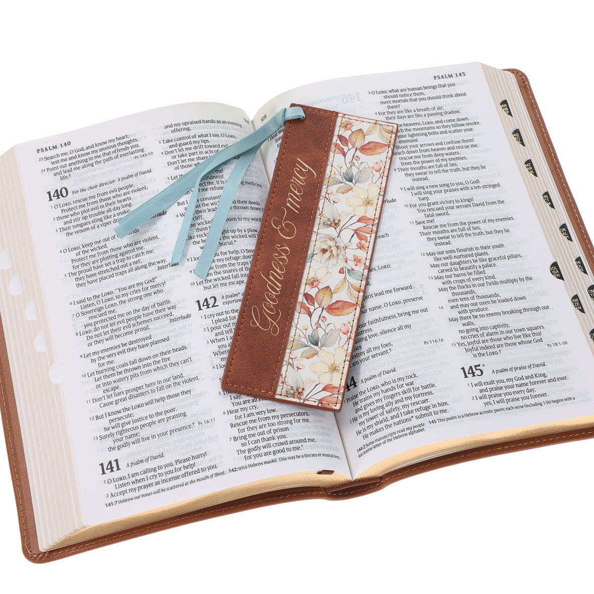 Goodness and Mercy Faux Leather Bookmark
