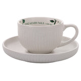 Love Never Fails Ceramic Cup and Saucer Set