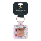 Bloom in His Grace Faux Leather Keychain