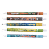 Life Is an Adventure with Jesus Five-Piece Retractable Ballpoint Pen Set with Blue Ink
