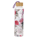 Beauty Blossoms from Within Glass Water Bottle with Bamboo Lid