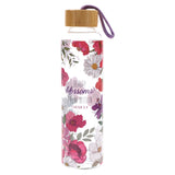 Bloom in His Grace Glass Water Bottle