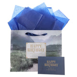 Vally Scene Happy Birthday Large Landscape Gift Bag with Card
