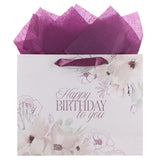 Happy Birthday to You Large Floral Landscape Gift Bag with Card