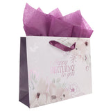 Happy Birthday to You Large Floral Landscape Gift Bag with Card