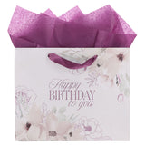 Happy Birthday to You Large Floral Landscape Gift Bag with Card