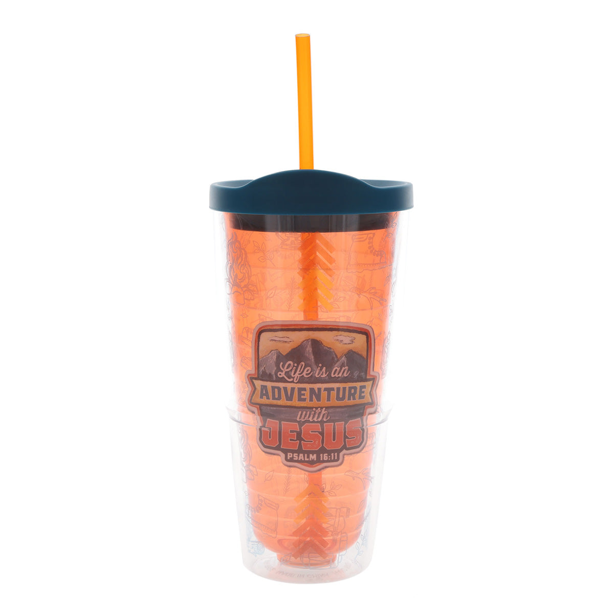 Life Is an Adventure with Jesus Plastic Travel Tumbler with Lid and Straw